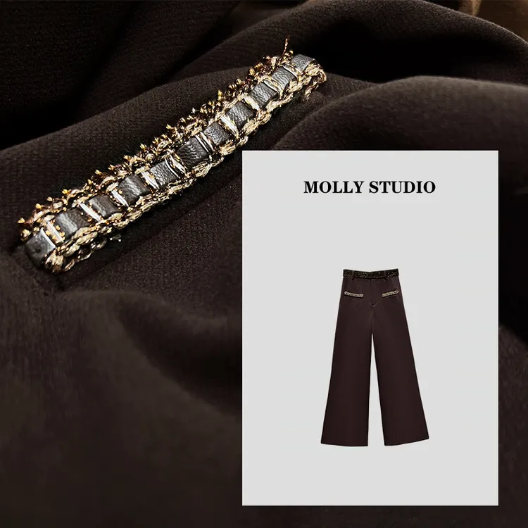 【超模神裤】Molly 时尚气质百搭宽松显瘦轻奢直筒 裤子 M2025729