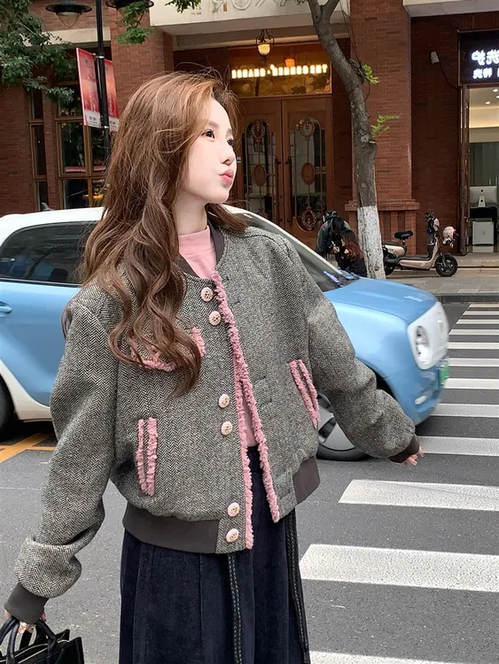 韩系chic小香风棒球外套女2025新款轻熟风气质减龄小个子夹克上衣