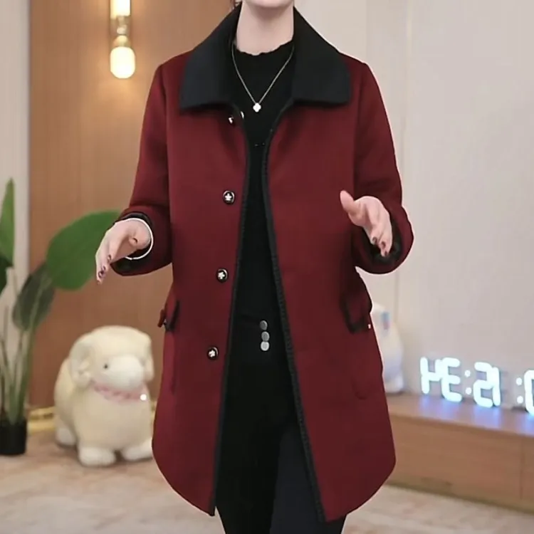 高档两面穿毛呢外套2024冬季新款洋气修身遮肉显瘦中长款百搭外套