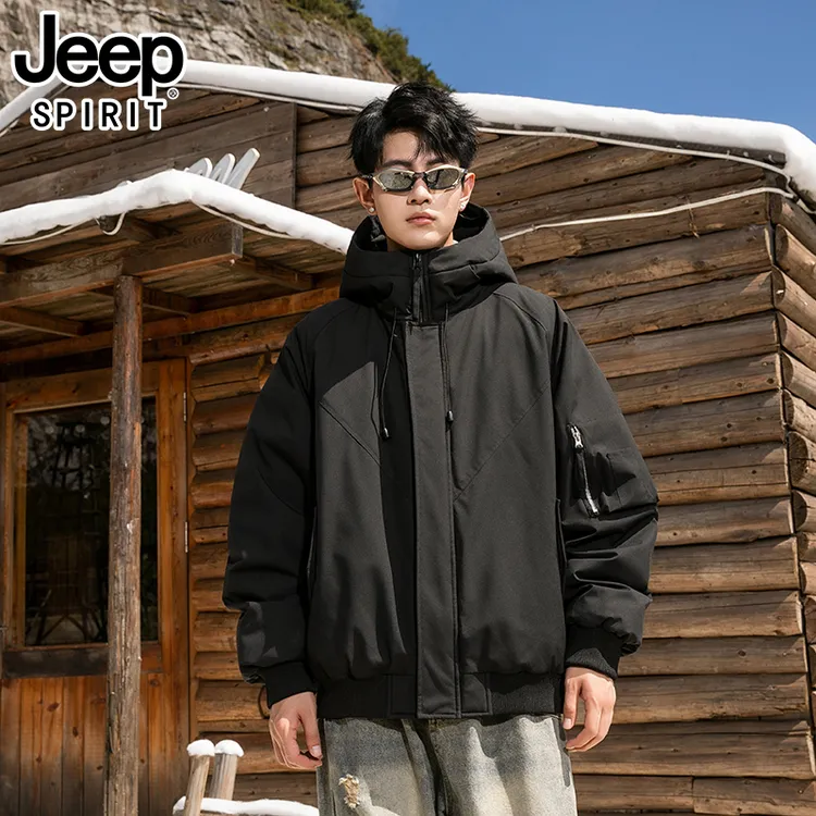 JEEP吉普无帽毛款羽绒服男女同款冬季外套潮流防风防寒保暖款外套