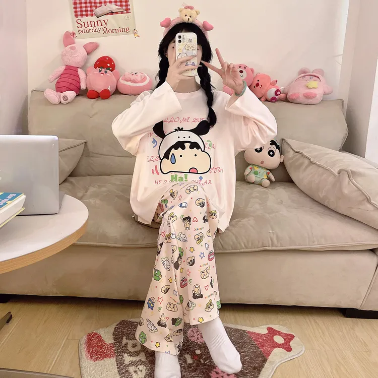 100%全棉睡衣女款爆款2025新款春秋季薄款纯棉长袖长裤可爱家居服