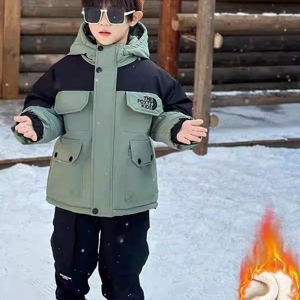 男童加绒加厚加棉派克棉服2026冬季新款酷帅男孩冬季加厚保暖棉服