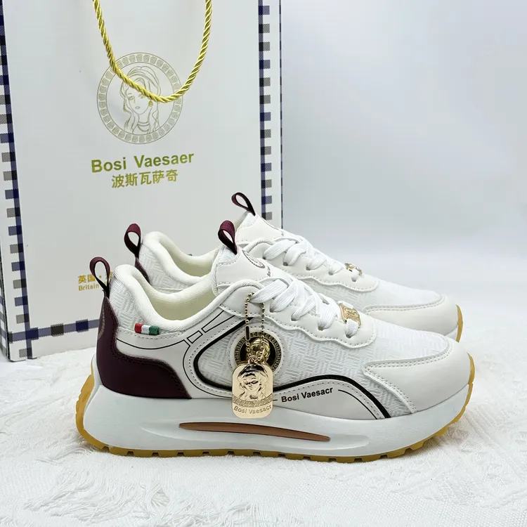 Bosi Vaesacr波斯瓦萨奇2025秋季酒红网面百搭轻奢时尚女鞋01