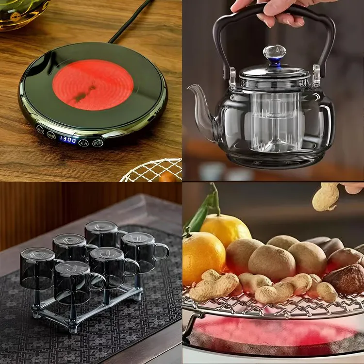 横硕1300W新款智能电陶炉金属薄炉保温定时耐热玻璃多功能煮茶器