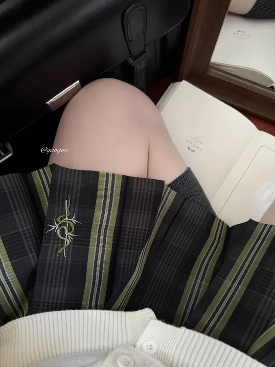 竹叶青（全涤）/川野木子原创正版JK格裙学生A字半身墨绿百褶短裙