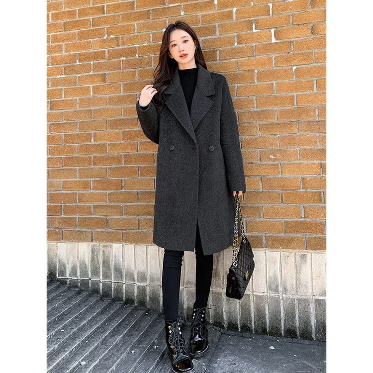 羊毛秋冬毛呢加厚女小个子2025新款中高中学生1518岁女大衣外套