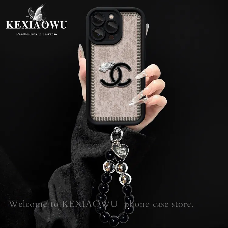 高颜值布艺方格适用苹果17PROMAX华为VIVO小米OPPO手链手机壳女款