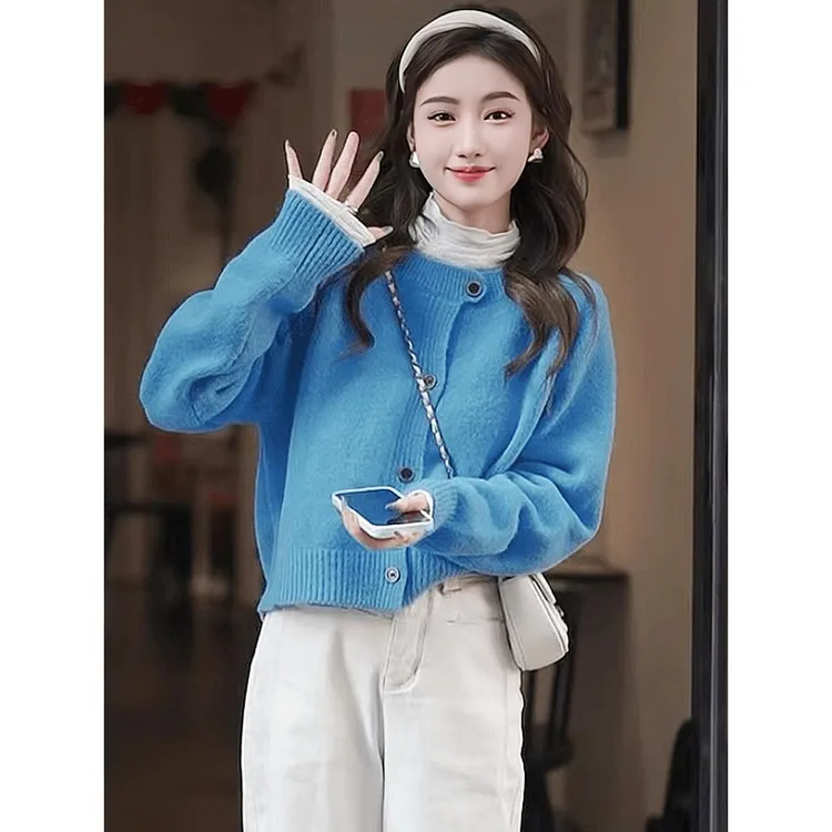 深秋初冬穿搭针织开衫毛衣外套女2024新款春秋外穿宽松针织衫上衣
