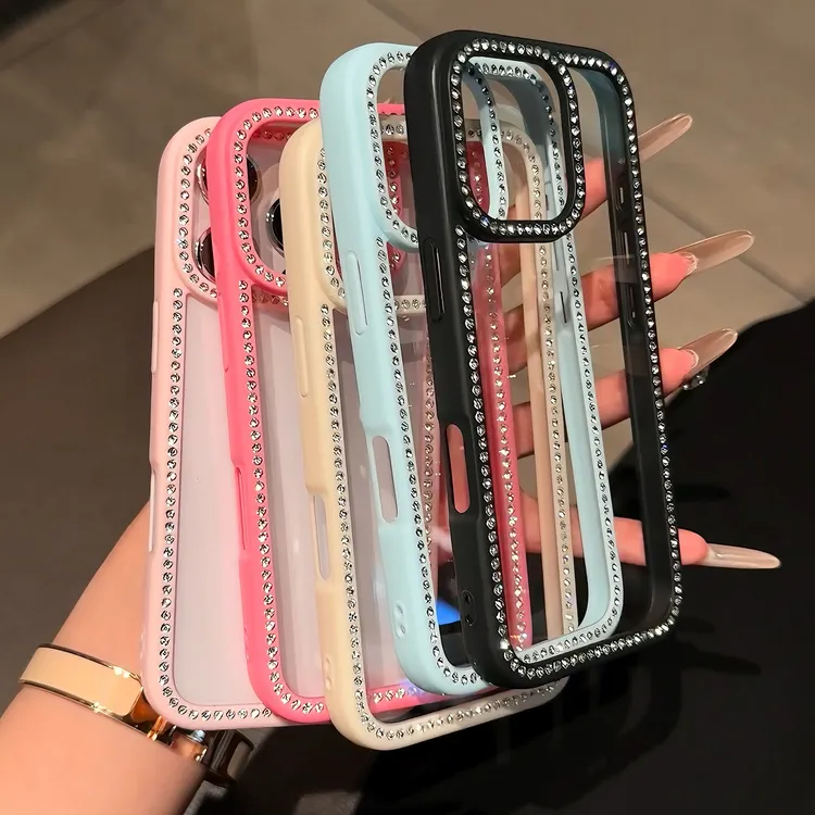 奥菲顿重工镶闪钻边框适用iPhone16promax苹果13/15手机壳14透明