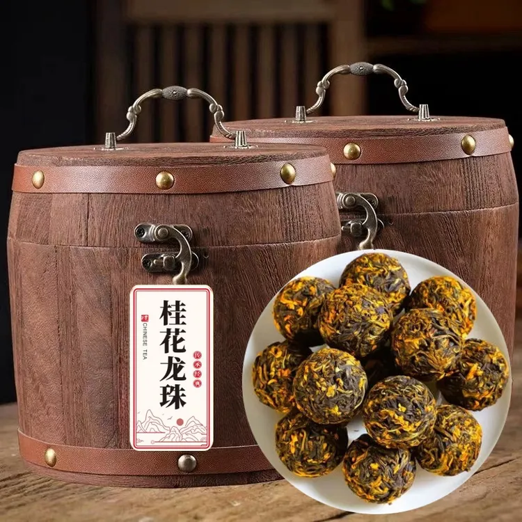2025浓香型桂花龙珠红茶新品创意茶香味十足纯手工窨制礼盒桶装
