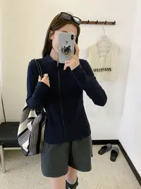 秋冬气质休闲百搭立领拼接长袖拉链羊绒锁温拉链开衫徳绒外套918