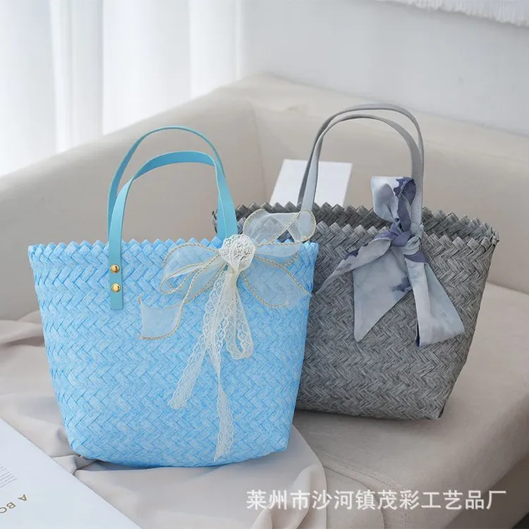 旅游伴手小红书蝴蝶结包斜度假包礼编包手提包塑编手工手工腋下