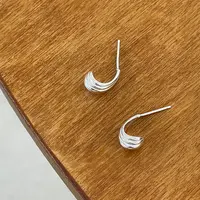 925银耳饰 c形水滴耳钉显瘦日常百搭基础款耳环精致素款复古4009