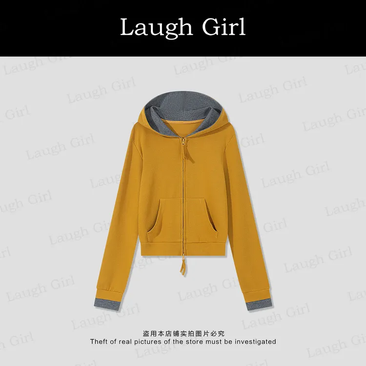 楚楚君 Laugh girl【心动外套】早秋新款连帽百搭撞色外套WL53787J