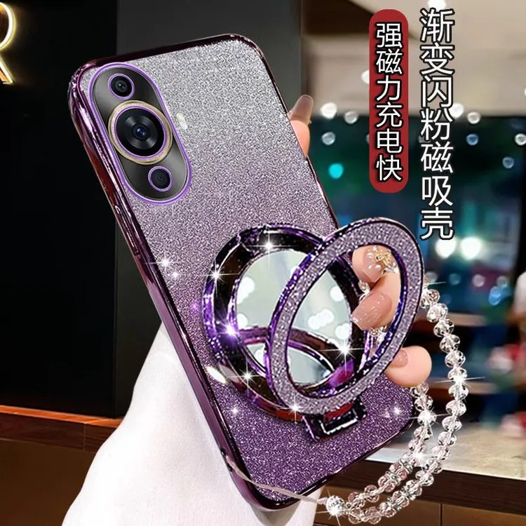 华为Nova11手机壳FOA-AL00带镜子支架全包高级透明手链软壳女