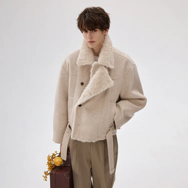 CHICERRO西西里男装冬季加厚夹克外套男生高级翻领夹克休闲复古