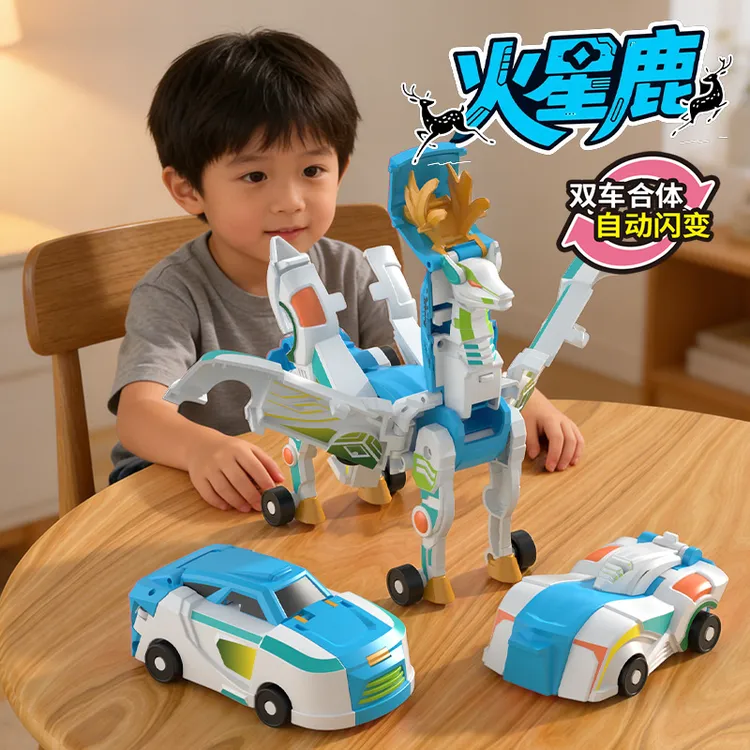 咖宝车神磁吸变形玩具爆裂圣诞马车火星鹿碰撞合体二合一男孩玩具