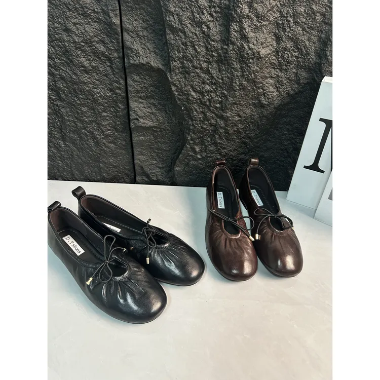 李大龙~1公分羊皮/法式褶皱玛丽珍真皮单鞋2563