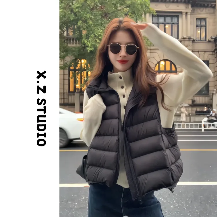 X.ZHEN【羽绒排骨马甲】潮流休闲服外出新款外套拍照必备新款潮牌女