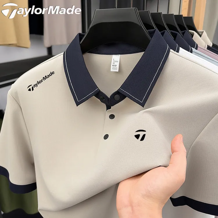 Taylormade泰勒梅高尔夫男士夏季新款撞色翻领短袖POLO衫休闲运动