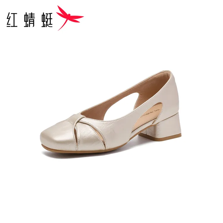 【杨颖代言】红蜻蜓圆头软面贴合脚型宽脚胖脚友好不磨脚透气款单鞋商品图