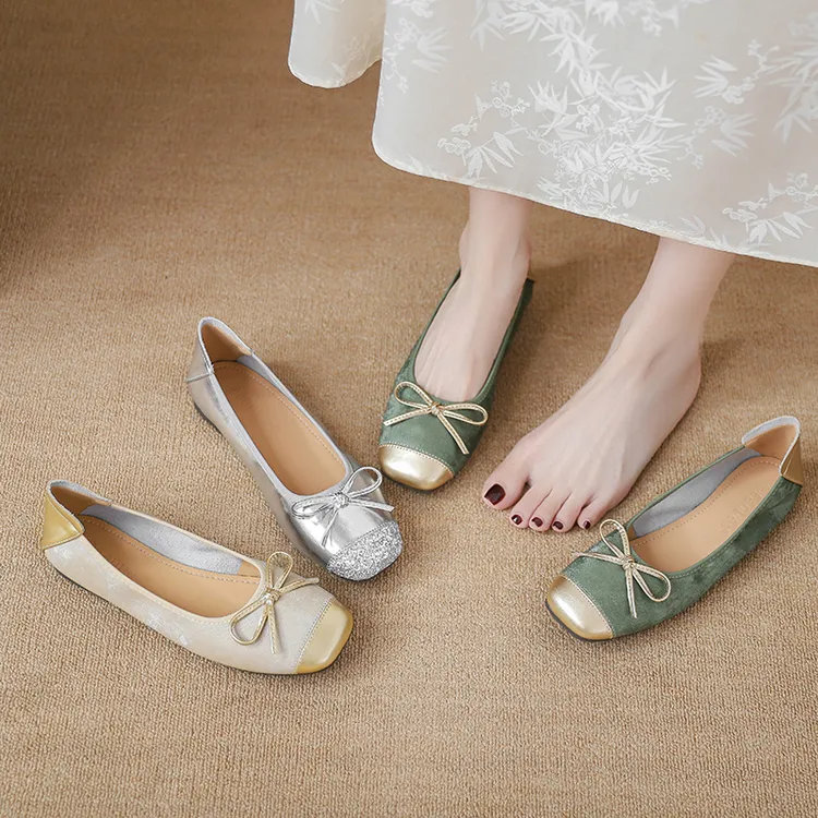 法式小香风玛丽珍鞋2025新款拼色软底蝴蝶结单鞋平底女鞋
