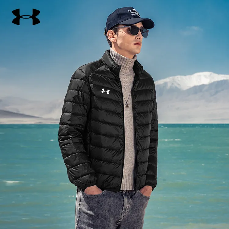 安德玛轻薄排骨羽绒服男款冬季运动休闲防风防水保暖内胆短款外套