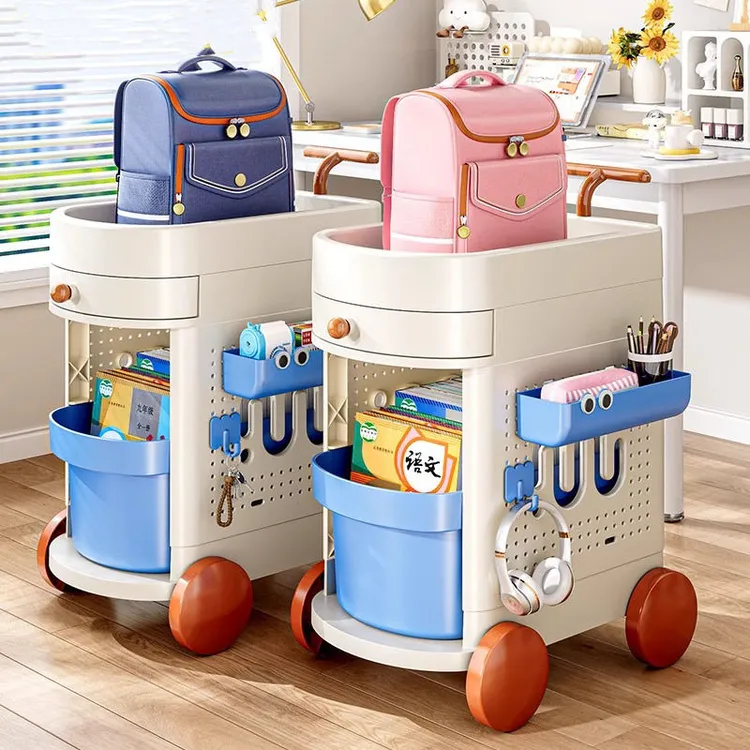 书包置物架可移动小推车书本收纳架初中生书包放置神器桌下收纳柜
