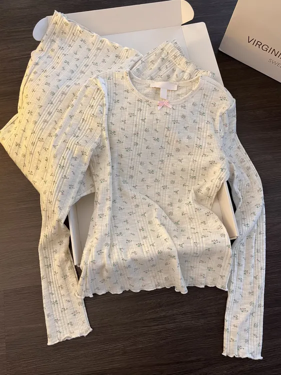 【DMXJ大梦想家】简约甜美碎花纯棉睡衣女春秋款宽松舒适家居服套装