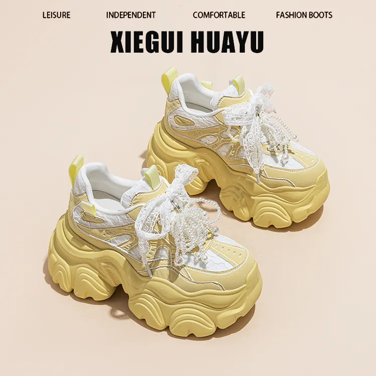 增高11cm老爹鞋女2025夏季舒适百搭松糕鞋厚底运动休闲鞋569-55