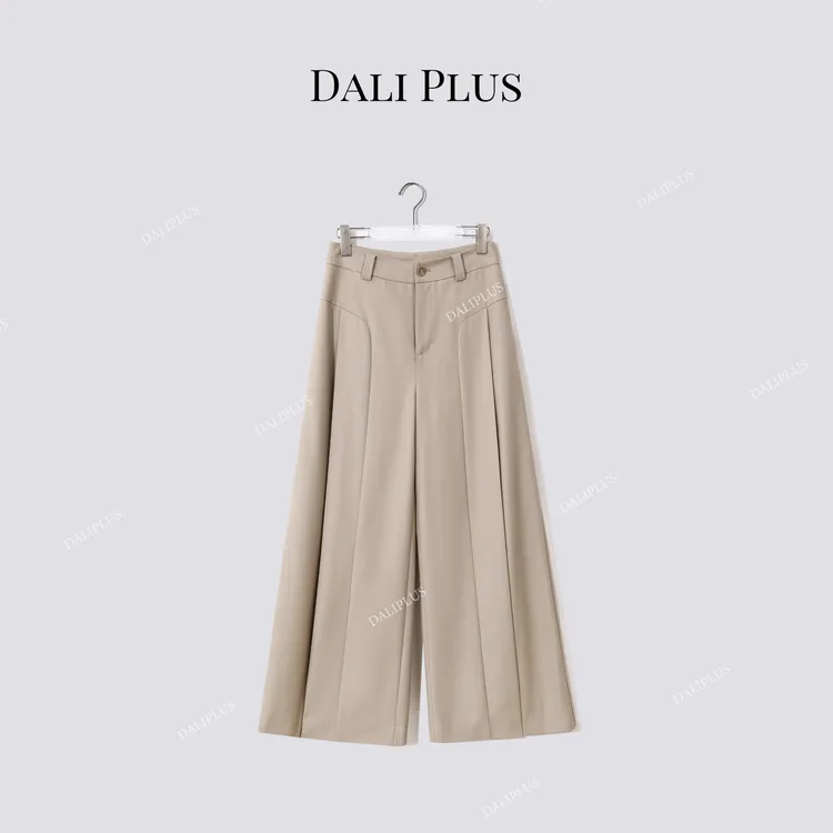 DALI PLUS秋冬版羊毛高阶质感垂坠感阔腿西装通勤长裤-D5ST1435