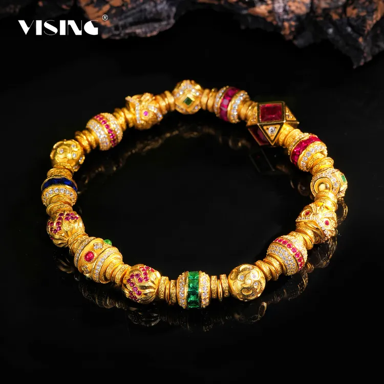 培育红宝石VISING培育红宝石黄金色多宝彩色多巴胺手串手链