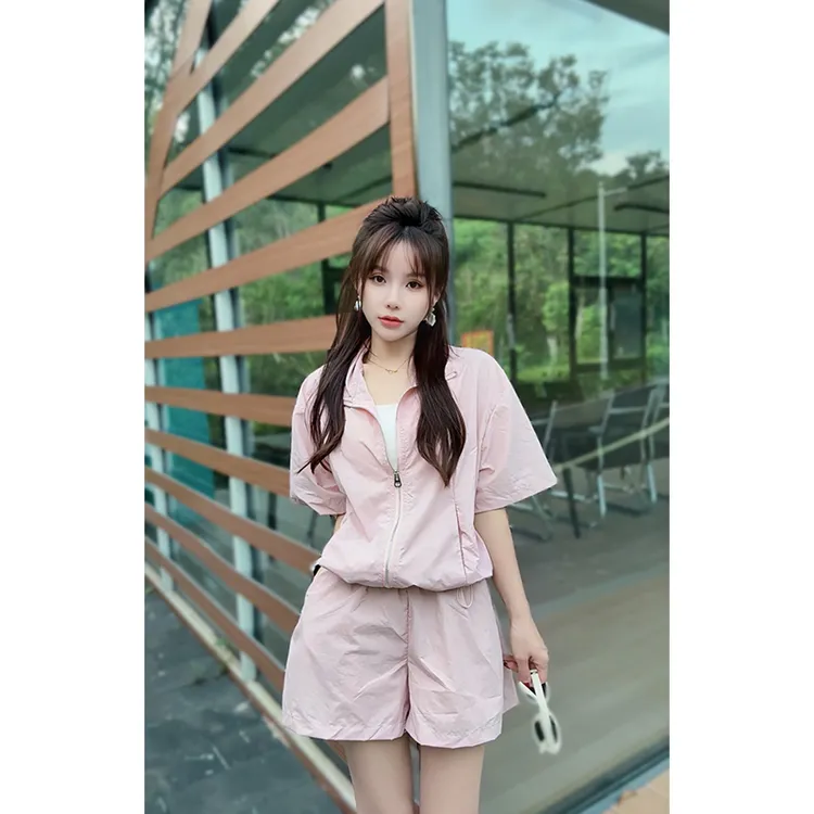 2025减龄速干防晒套装夏小个子减龄短袖外套短裤运动休闲两件套女