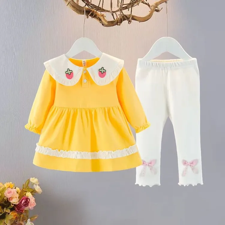 童装女童连衣裙套装67个月婴儿公主裙两件套洋气小女孩宝宝春秋装