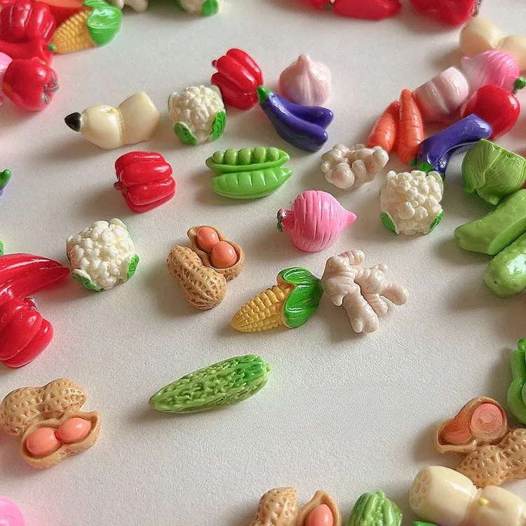 仿真蔬菜微缩食玩玉米花生茄子树脂配件厨房迷你摆件发夹鞋花材料