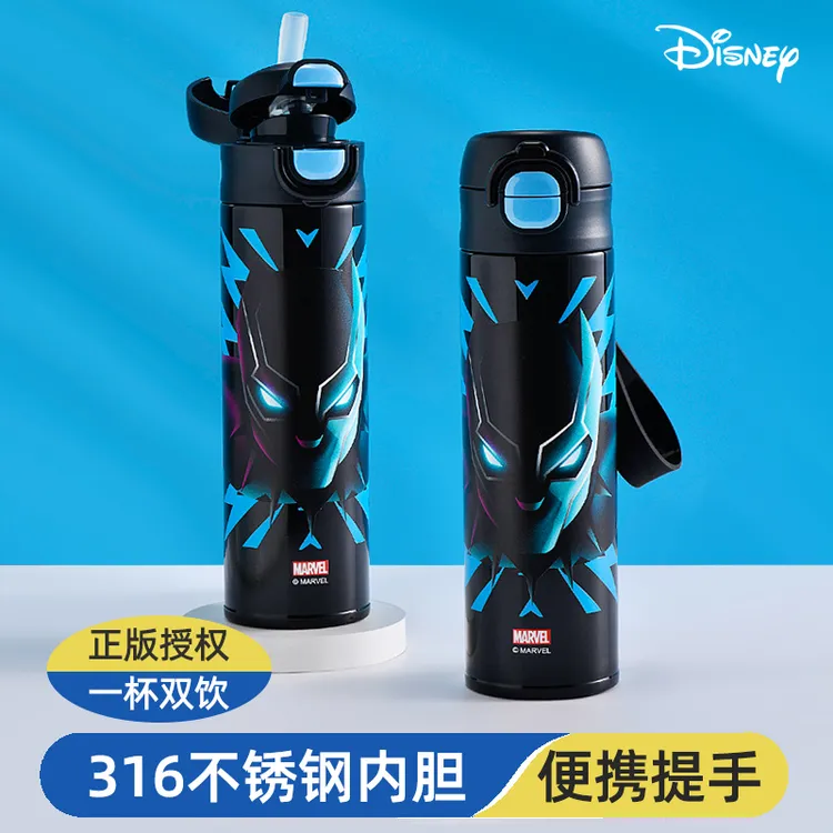 迪士尼儿童保温杯男孩小学生上学专用316食品级便携双饮两用水杯