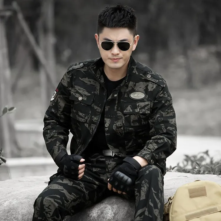 棉质黑鹰迷彩服男女工装服户外耐磨耐脏训练服防烫电焊搬运工作服