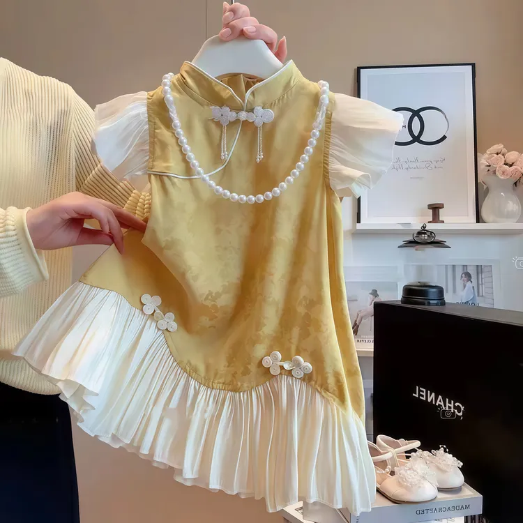女童连衣裙2025新款夏季小童汉服国风旗袍公主裙夏装小女孩裙子薄
