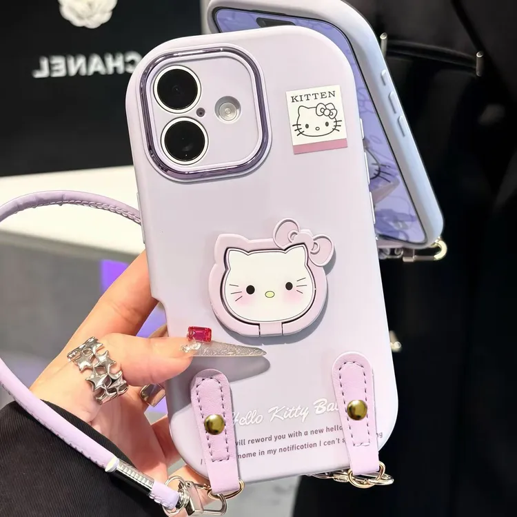 适用17手机壳iPhone16ProMax香芋紫Kitty酱15/14支架13挂绳12