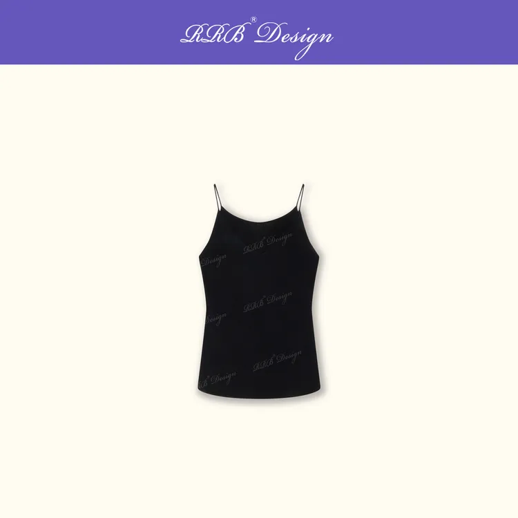 RRB Design 「曲珠毛织」专机一体无缝修身显瘦V领纯色吊带背心