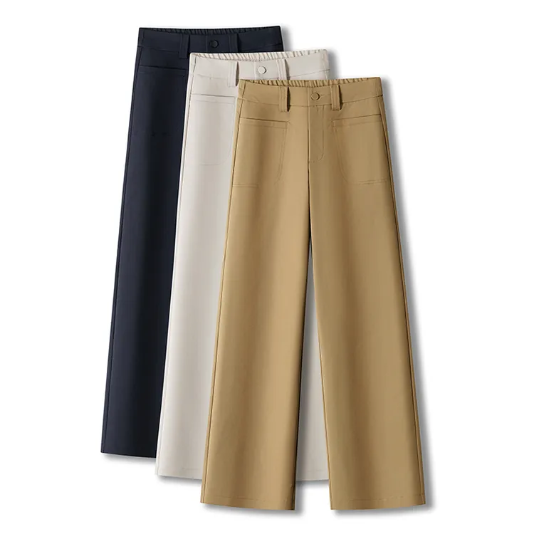 后妈裤2025新款春秋垂感阔腿裤女高腰裤卡其色裤子百搭显瘦直筒裤