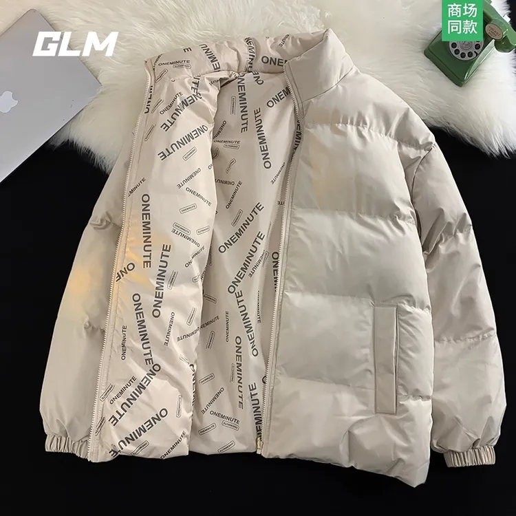 GLM潮牌双面穿棉服男女情侣款冬季宽松立领潮流外套加厚保暖棉衣