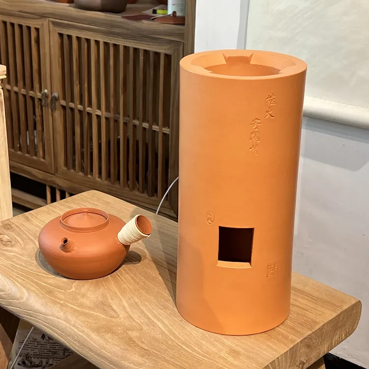 工夫茶炭炉红泥小火炉高30厘米可移动便携户外煮茶烧水砂铫壶