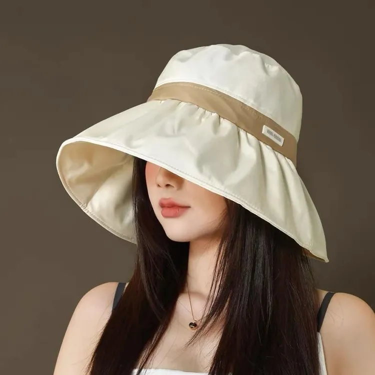 FAVMARTHA防晒渔夫帽显脸小春秋夏季户外出游防紫外线大檐韩版彩