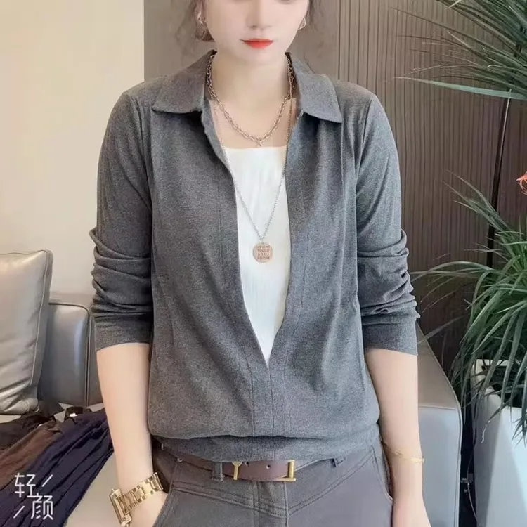  假两件拼接长袖T恤女2025秋季新款韩版时尚洋气百搭显瘦女装上衣