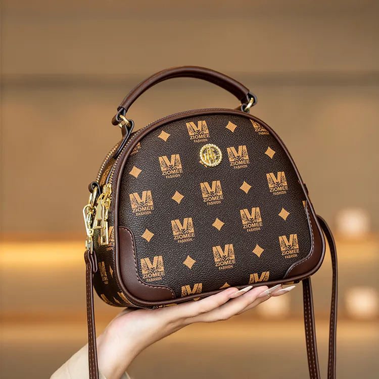 2025年新款秋冬双隔层单肩斜挎包简约洋气百搭大容量小圆包苹果包