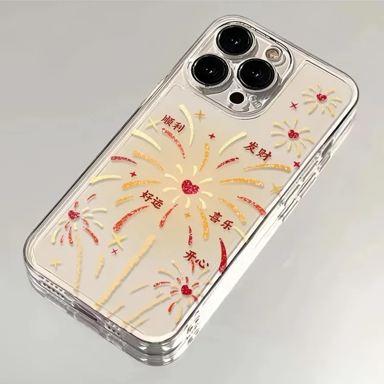 好运文字烟花适用iPhone17手机壳华为荣耀透明VIVO防摔OPPO小米17