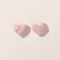 非金属布艺耳饰 温柔毛线爱心耳钉女秋冬温暖可爱耳环设计感y