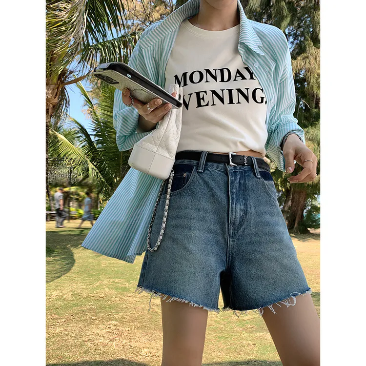 短裤2024年夏季水洗高腰女阔腿裤休闲薄款显瘦牛仔纯欲慵懒风女装