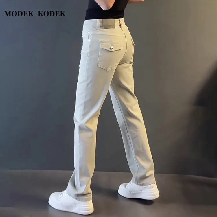 MODEK KODEK轻奢休闲直筒宽松牛仔裤男士春夏季潮流百搭复古长裤